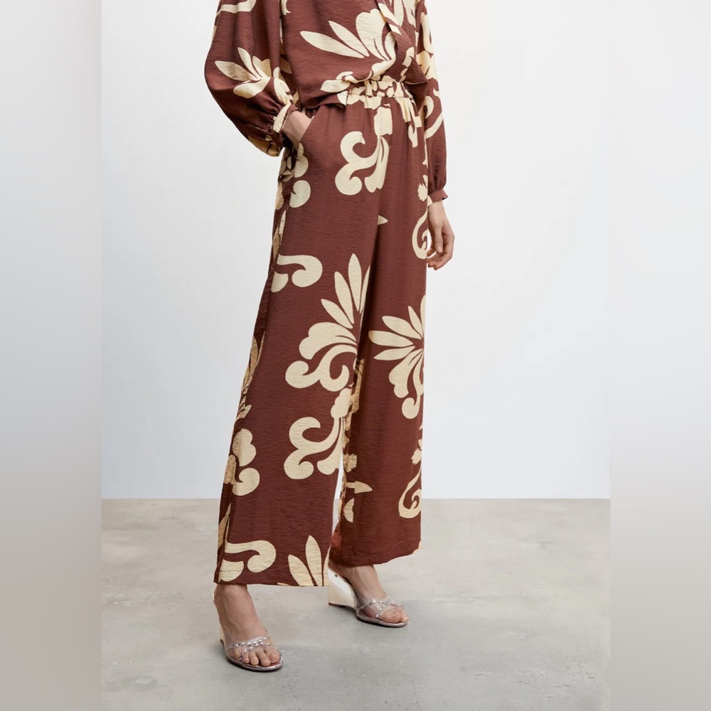 Mango Wide-Leg Printed Pants XL - Picture 3 of 8
